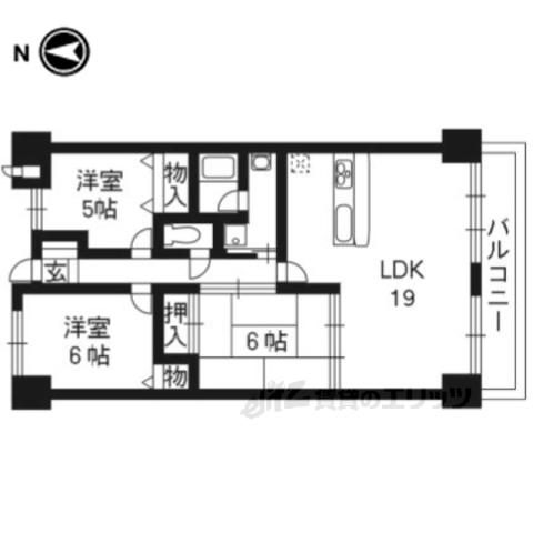 ライオンズマンション桃山南口(3LDK/7階)の間取り写真