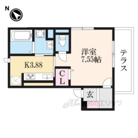 LA VILLA五個荘 B棟(1K/3階)の間取り写真