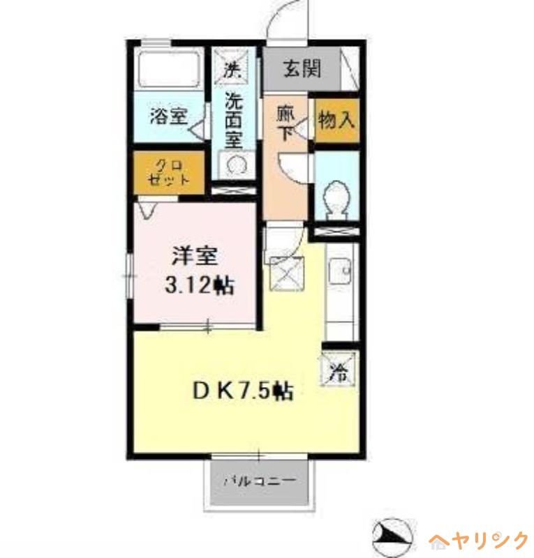 ヴィラシャローム一社(1DK/1階)の間取り写真