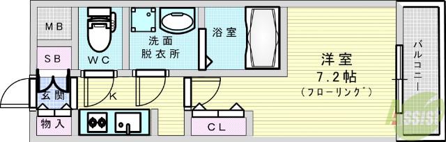 S-RESIDENCE新大阪ウエスト(1K/2階)の間取り写真