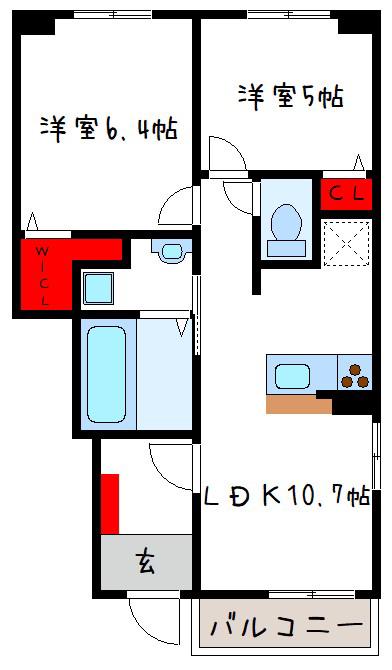 玉串町2丁目アパート(2LDK/1階)の間取り写真