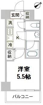 パークフラッツ横濱平沼橋(1K/6階)の間取り写真