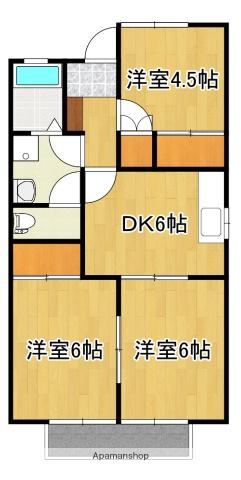 ラ・ルーナ石和 A棟(3DK/1階)の間取り写真