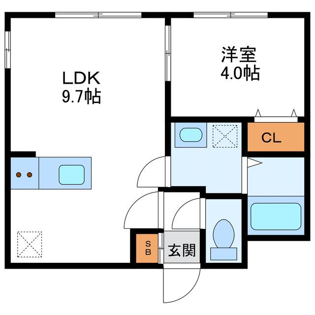 GRANDE 札幌 北大前 グランデサッポロ(1LDK/1階)の間取り写真