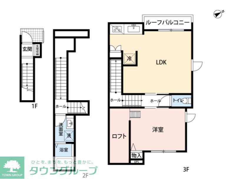 由比ヶ浜BASE(1LDK/2階)の間取り写真