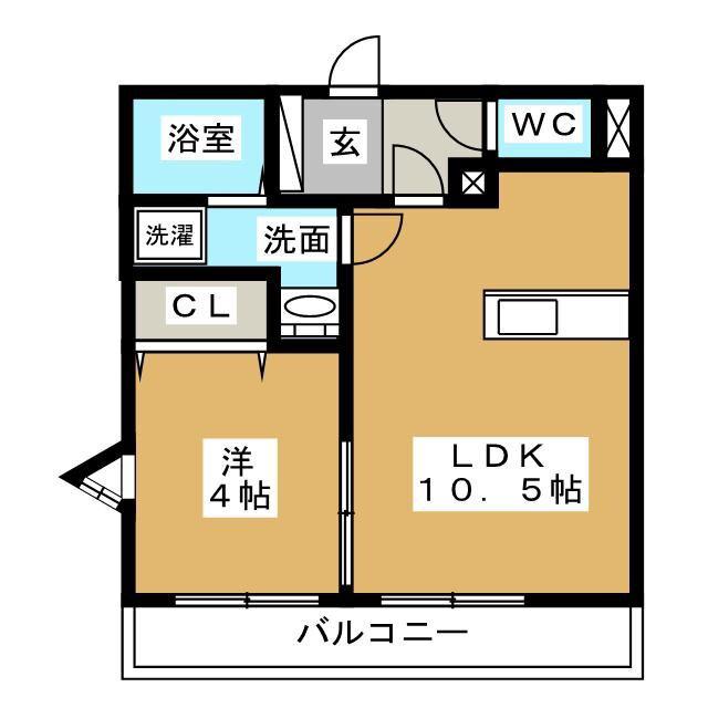 エクレール松ヶ枝(1LDK/2階)の間取り写真