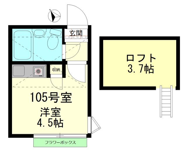 KAPELL RITZ戸越(ワンルーム/1階)の間取り写真