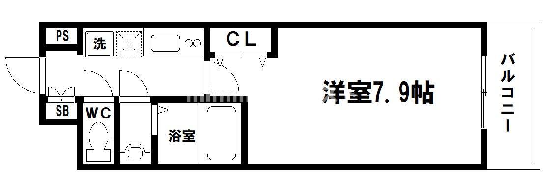 フレアナンバ(1K/6階)の間取り写真