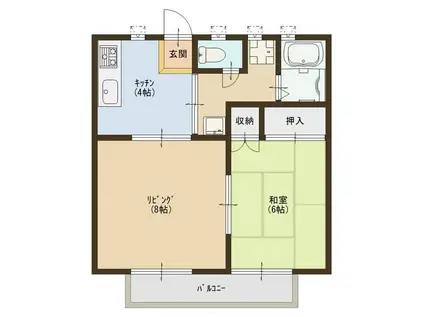 シコタレジデンスB棟(2DK/1階)の間取り写真