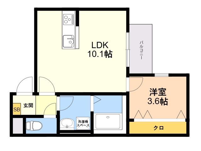 OC周船寺(1LDK/3階)の間取り写真