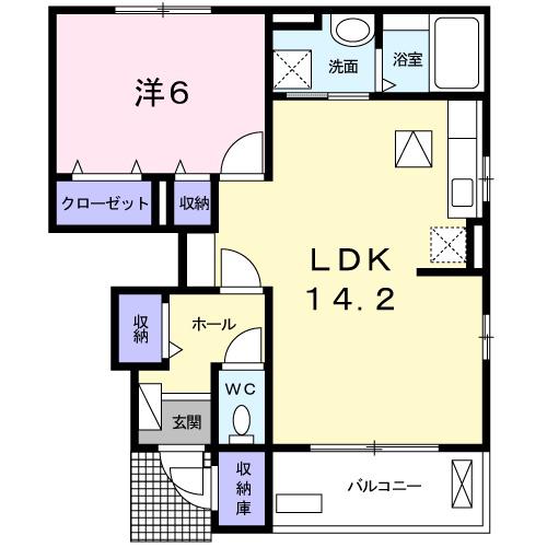 ベル フィオーレ(1LDK/1階)の間取り写真