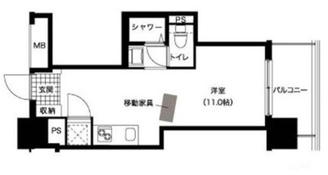 レジディア西新(ワンルーム/5階)の間取り写真