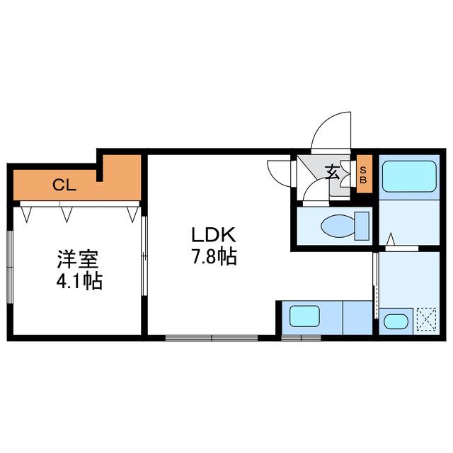 FLATS LIDO フラッツリド(1DK/4階)の間取り写真