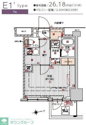 プレシャスハーモニー八王子(1K/10階)の間取り写真