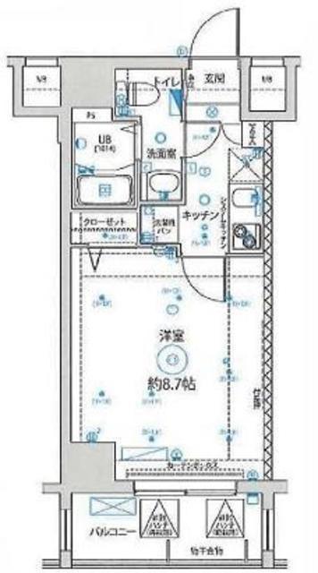 グランドパーク親水公園(1K/8階)の間取り写真