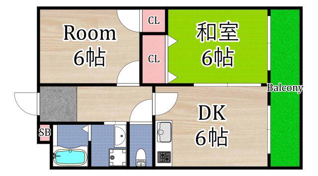 泰平第Iビル(2DK/6階)の間取り写真