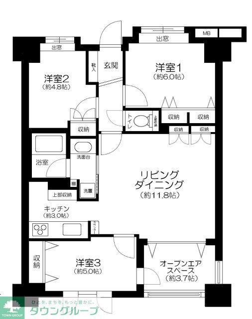 グランシティ川崎II(3LDK/11階)の間取り写真