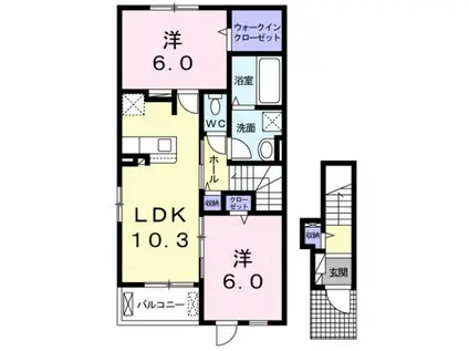 ルミナ-レA(2LDK/2階)の間取り写真
