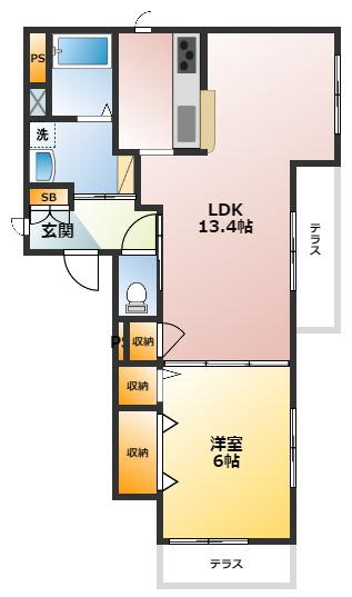 クレアール武蔵野(1LDK/1階)の間取り写真