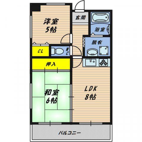ラ・アベニュー中野(2LDK/4階)の間取り写真