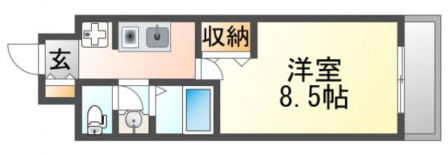 プルミエールメゾン江坂(1K/8階)の間取り写真