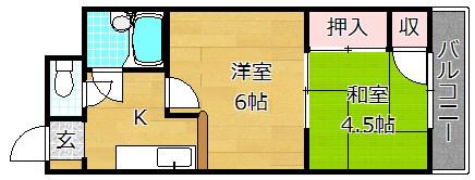 エル牧野(2K/2階)の間取り写真