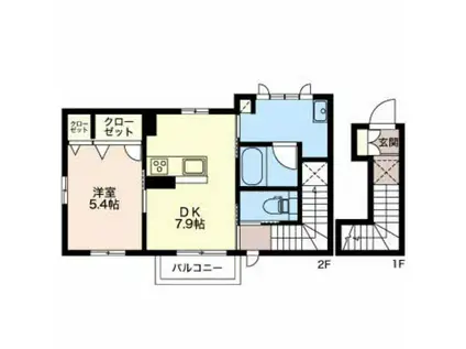 ベルソレイユ(1DK/2階)の間取り写真