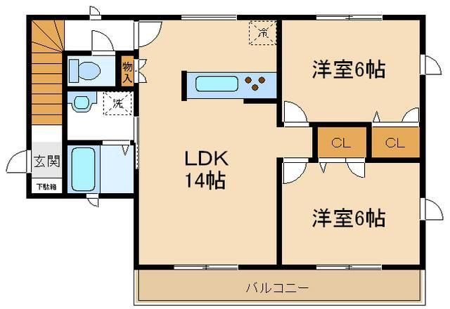 YKホーム(2LDK/2階)の間取り写真