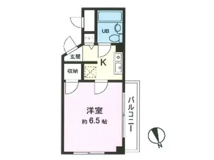 パークハウスK(1K/1階)の間取り写真