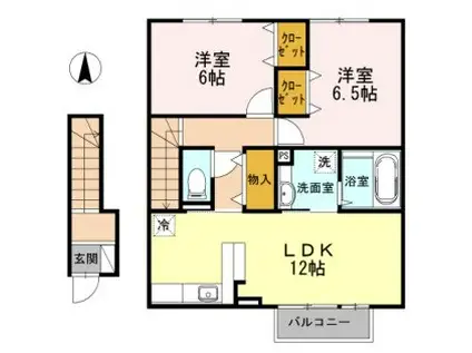 グランヒル青山(2LDK/2階)の間取り写真