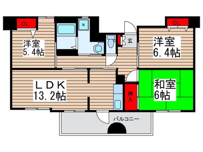 NOBLESSE KITAKOGANE(3LDK/4階)の間取り写真