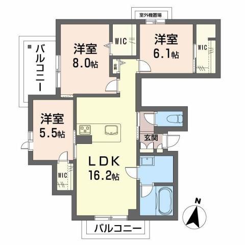 シャーメゾン セレーノ ベフ(3LDK/2階)の間取り写真