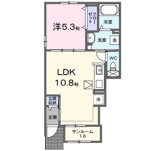 パークハイツ K(1LDK/1階)の間取り写真