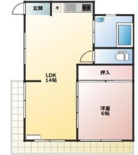 黒川ビル(1LDK/4階)の間取り写真