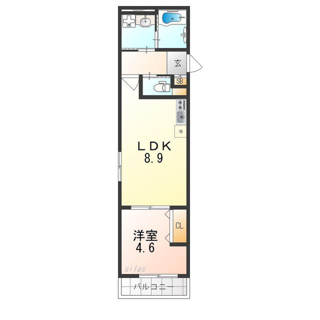 FELIZ COURT日根野(1LDK/1階)の間取り写真