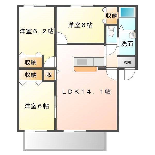 マリベールラフィネ(3LDK/1階)の間取り写真