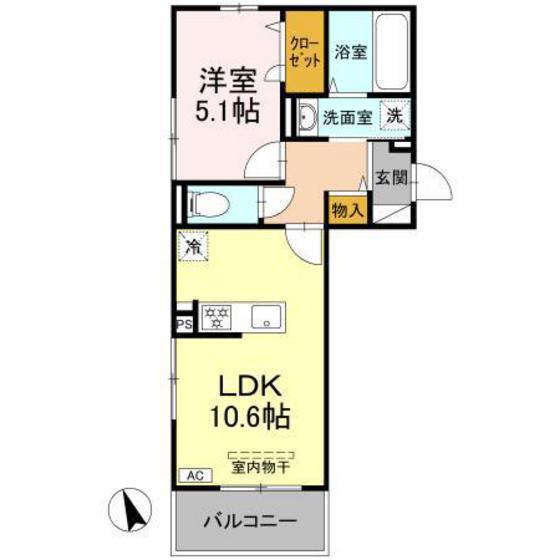 ＪＲ山陽本線 寺家駅 徒歩12分 3階建 築2年(1LDK/3階)の間取り写真