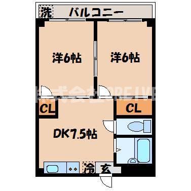 アルページュ草津(2DK/3階)の間取り写真