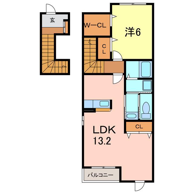 カーサ ビオラ(1LDK/2階)の間取り写真