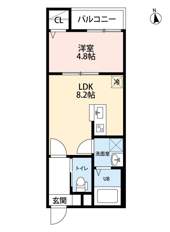 ウォーレン(1LDK/2階)の間取り写真