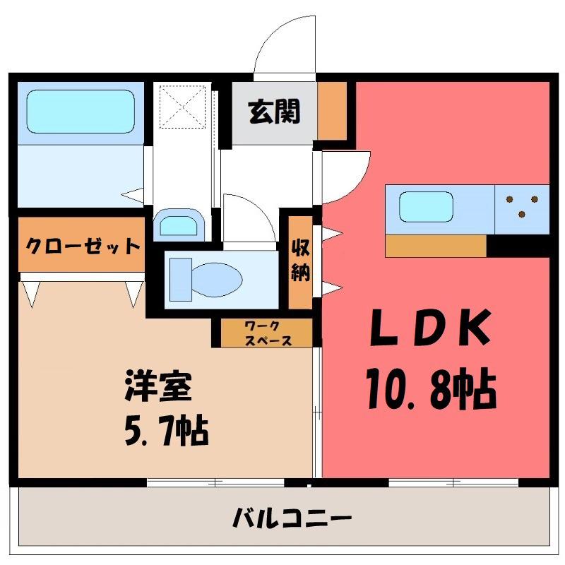 オペラハウス飯塚(1LDK/3階)の間取り写真