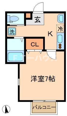 スミール市川(1K/2階)の間取り写真