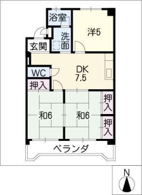 サンシャイン美合(3DK/2階)の間取り写真