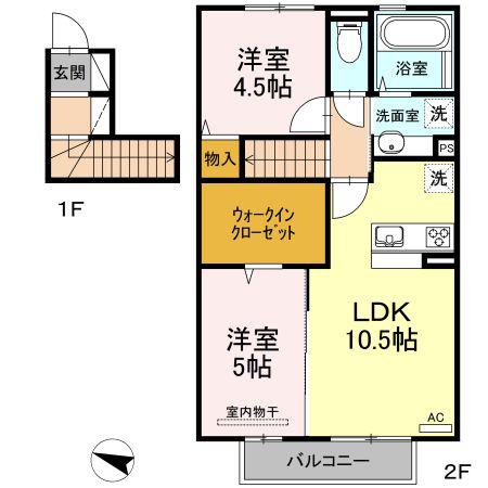 CLASSY・小峯(2LDK/2階)の間取り写真