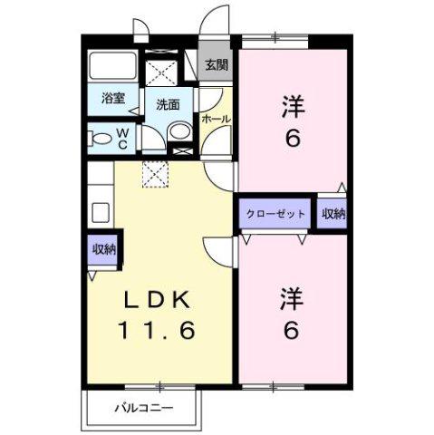 モンヴェール(2LDK/1階)の間取り写真