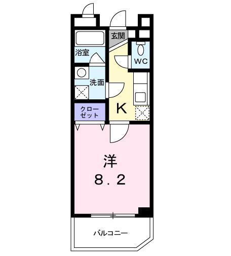シャンドフルール(1K/2階)の間取り写真