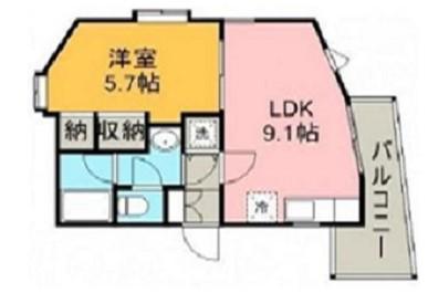 ル・パラディ坂戸(1LDK/4階)の間取り写真