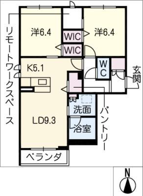 リオリエント則武(2LDK/3階)の間取り写真
