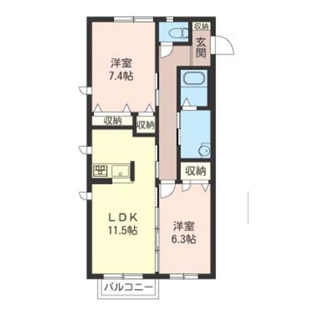 ソレーユ(2LDK/1階)の間取り写真