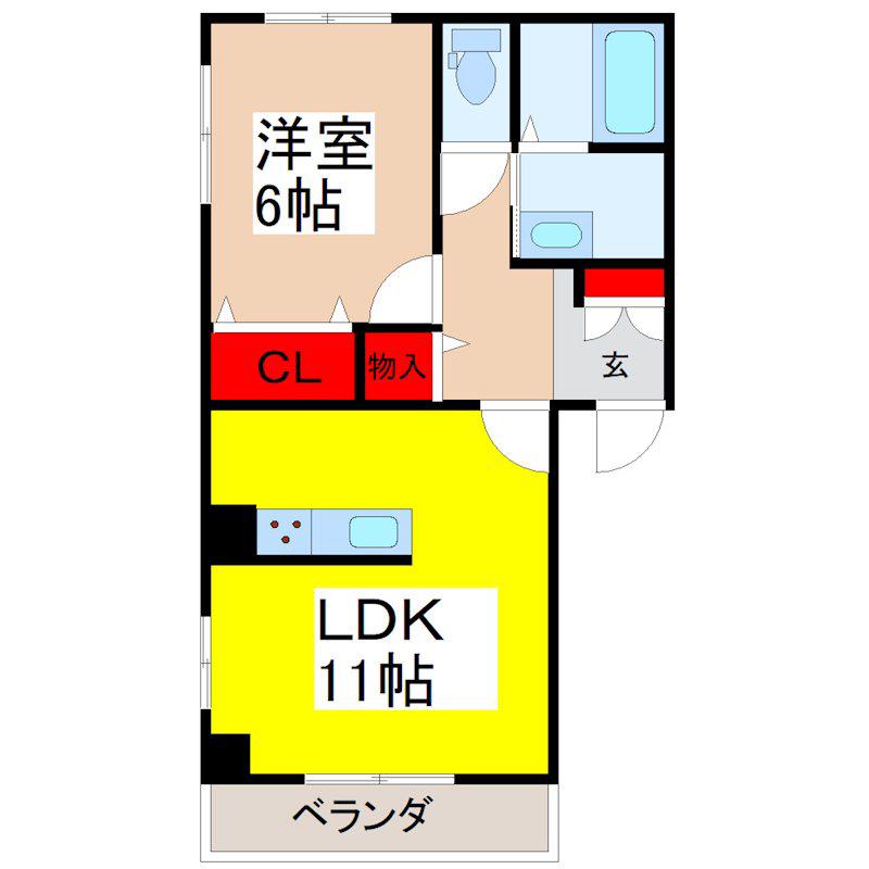 LUCKY FLAT(1LDK/1階)の間取り写真